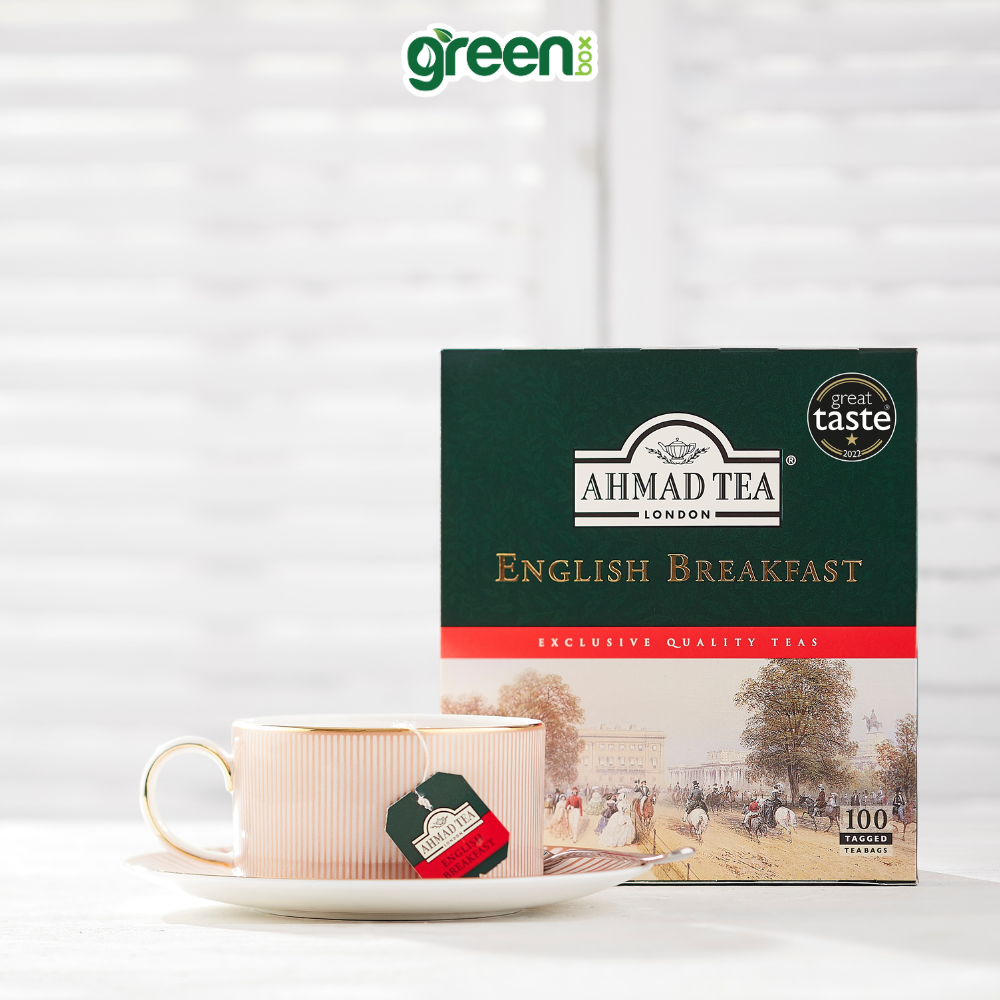 Trà đen Ahmad Tea English Breakfast 200g 100 Túi Lọc, trà Anh hảo hạng cho buổi sáng tỉnh táo