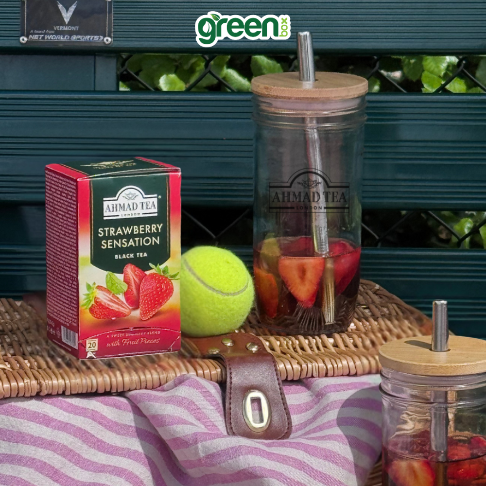 Trà dâu Ahmad Tea strawberry sensation 20 túi nhôm, trà anh hương vị trà trái cây thanh mát