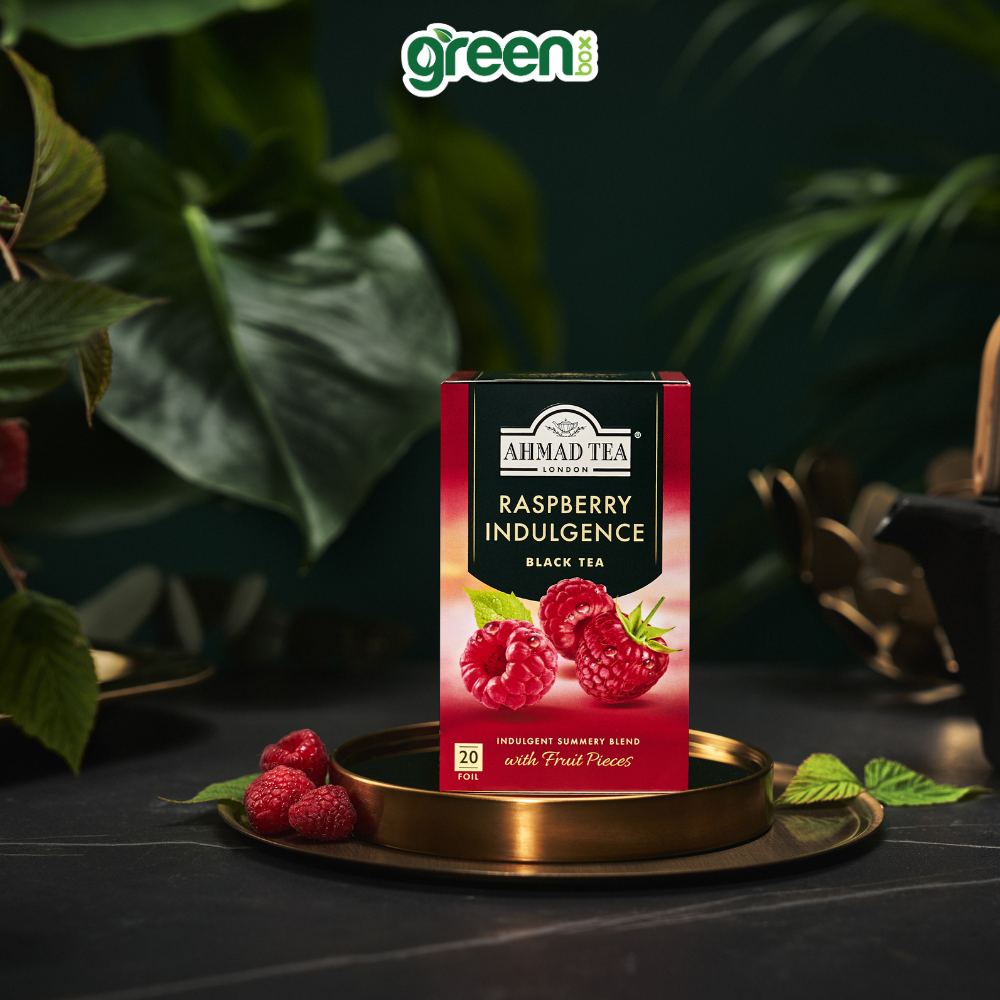 Trà quả mâm xôi Ahmad Tea raspherry indulgence 20 túi nhôm, trà anh hương vị trà trái cây thanh mát