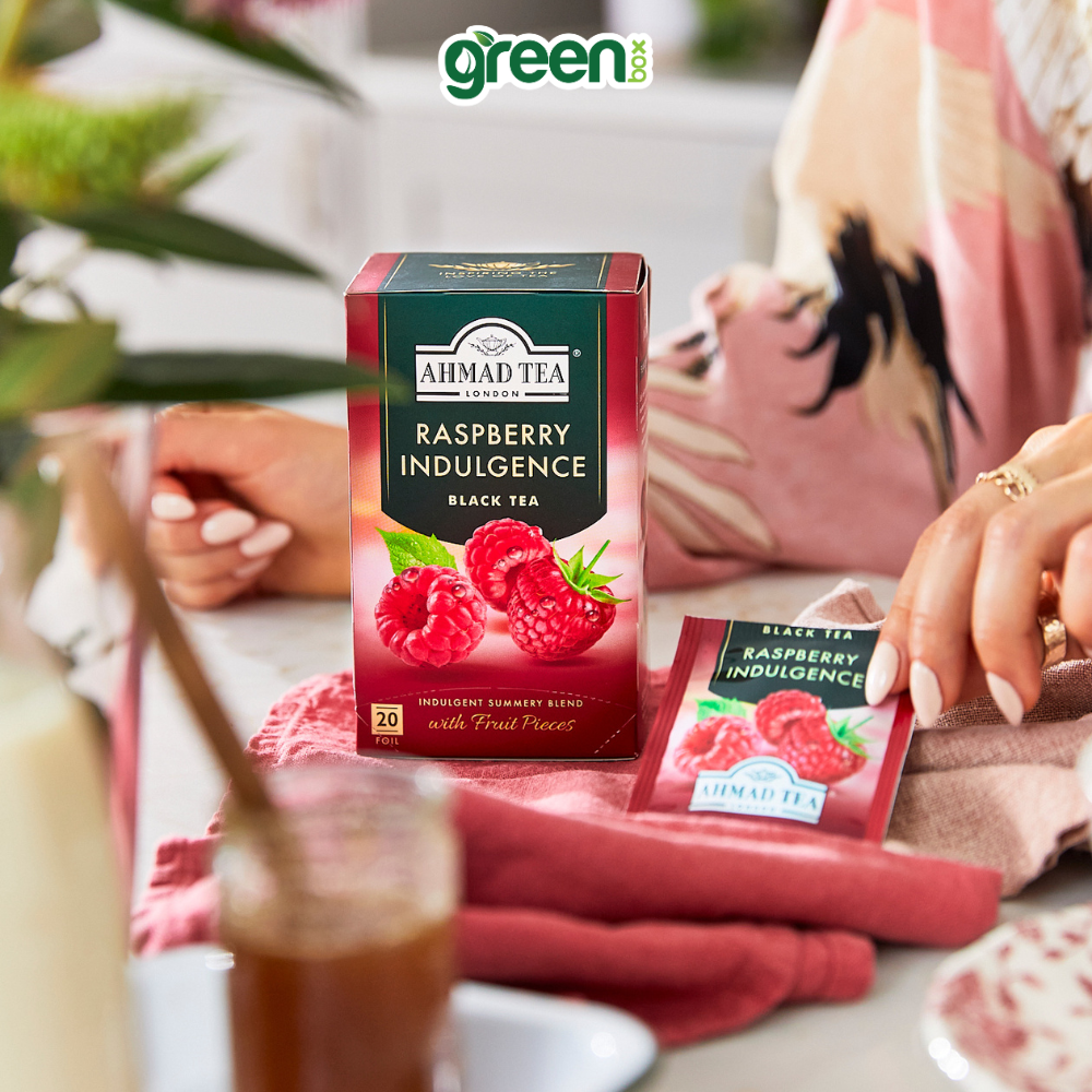 Trà quả mâm xôi Ahmad Tea raspherry indulgence 20 túi nhôm, trà anh hương vị trà trái cây thanh mát