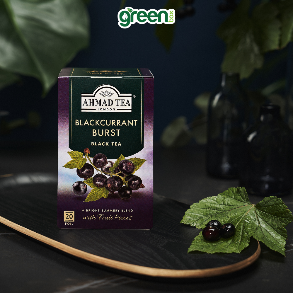 Trà quả lý chua đen Ahmad Tea blackcurrant burst 20 túi nhôm, trà Anh hương vị trái cây đậm vị thanh mát