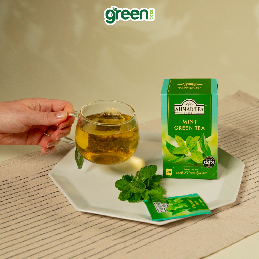Trà xanh bạc hà Ahmad Tea 20 túi nhôm, trà Anh thơm mát thanh tao, uống dịu nhẹ thư giãn