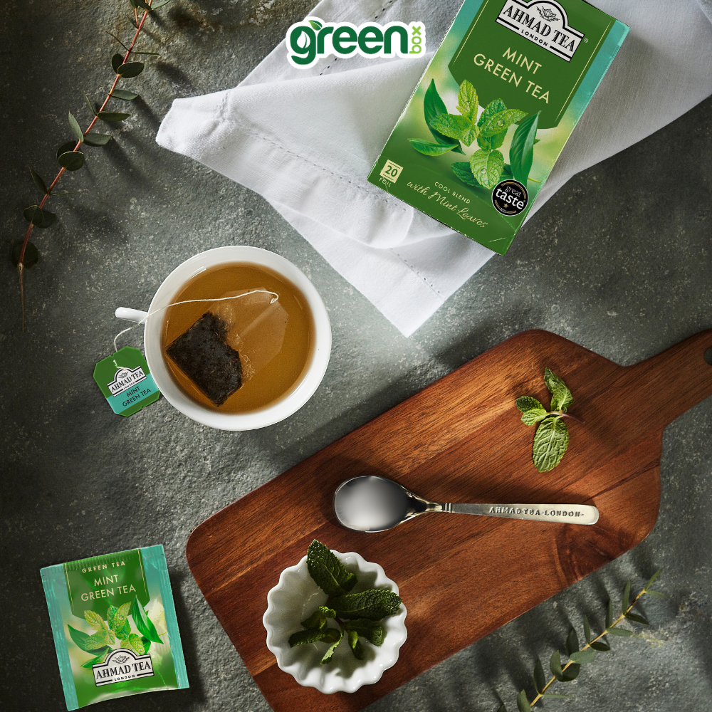 Trà xanh bạc hà Ahmad Tea 20 túi nhôm, trà Anh thơm mát thanh tao, uống dịu nhẹ thư giãn