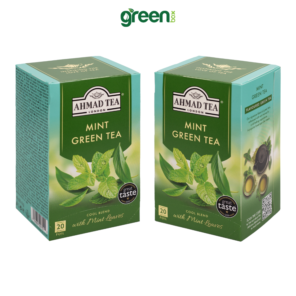Trà xanh bạc hà Ahmad Tea 20 túi nhôm, trà Anh thơm mát thanh tao, uống dịu nhẹ thư giãn