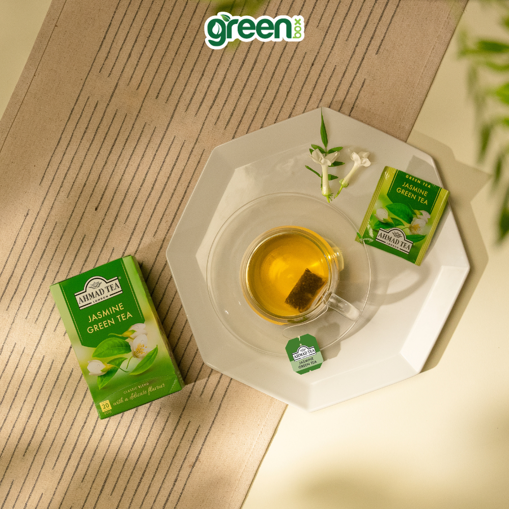 Trà xanh hoa nhài Ahmad Tea 20 túi nhôm, trà Anh thơm thanh tao, uống dịu nhẹ thư giãn