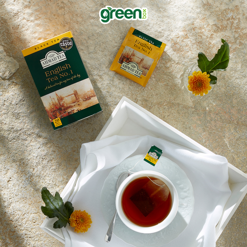 Trà đen Ahmad Tea No.1 English breakfast 20 túi nhôm, trà Anh hảo hạng cho buổi sáng tỉnh táo