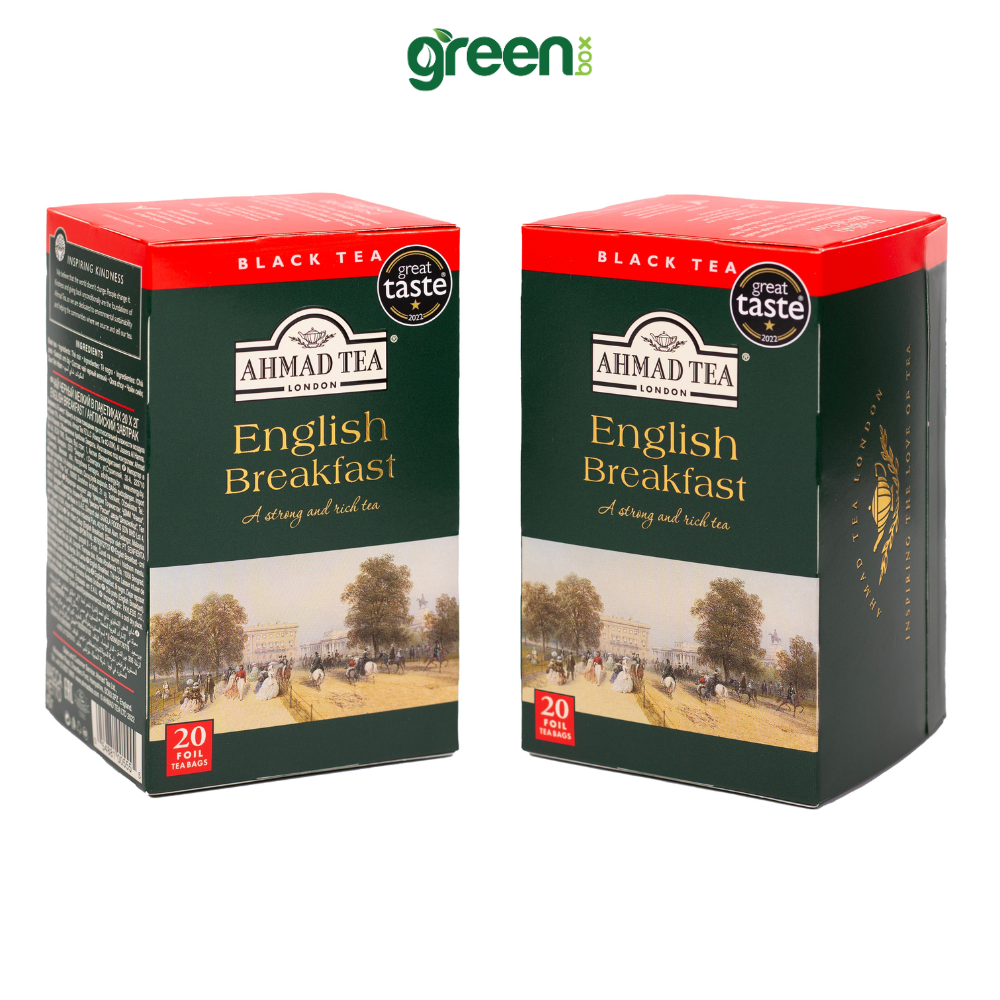 Trà đen Ahmad Tea English breakfast 20 túi nhôm, trà Anh hảo hạng cho buổi sáng tỉnh táo