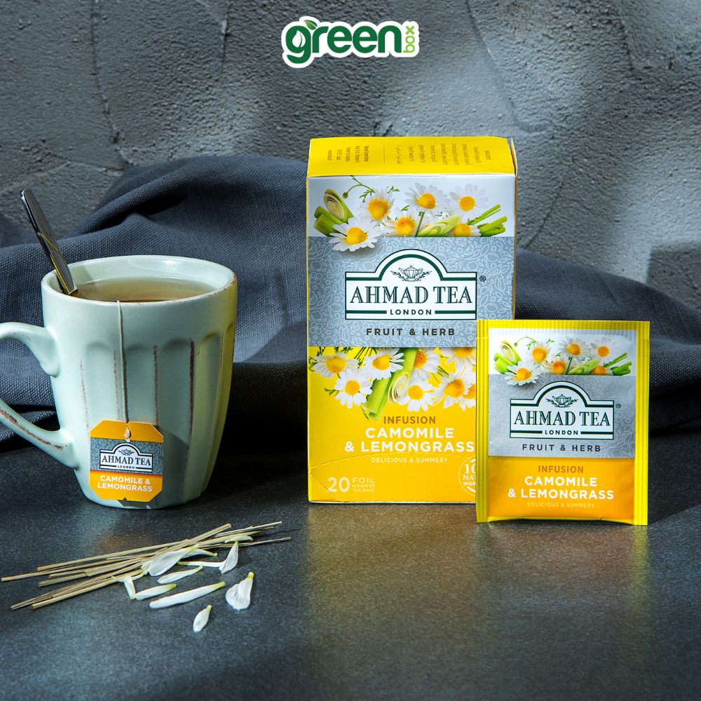Trà thảo mộc hoa cúc và sả Ahmad Tea  20 túi nhôm, trà Anh thanh nhiệt thư giãn