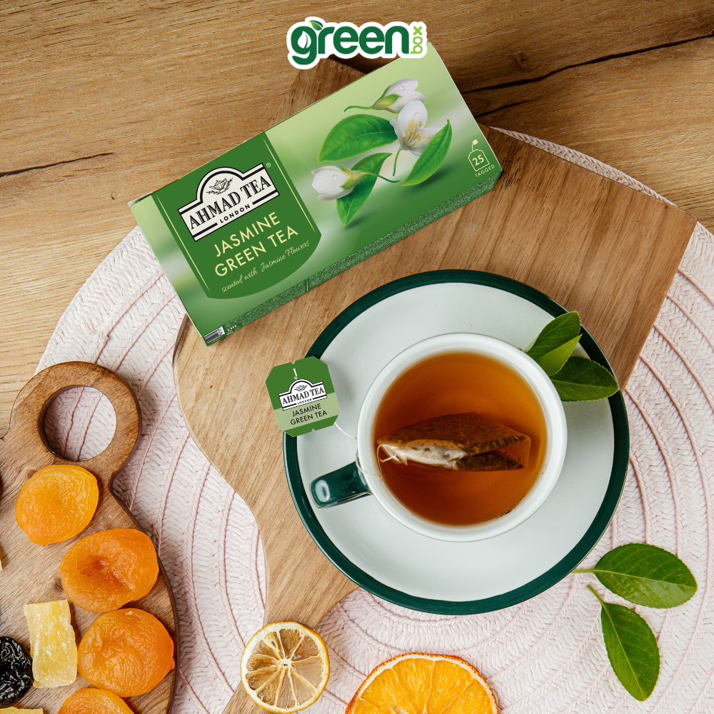 Trà xanh hoa nhài Ahmad Tea 25 túi lọc, trà Anh thơm thanh tao, uống dịu nhẹ thư giãn
