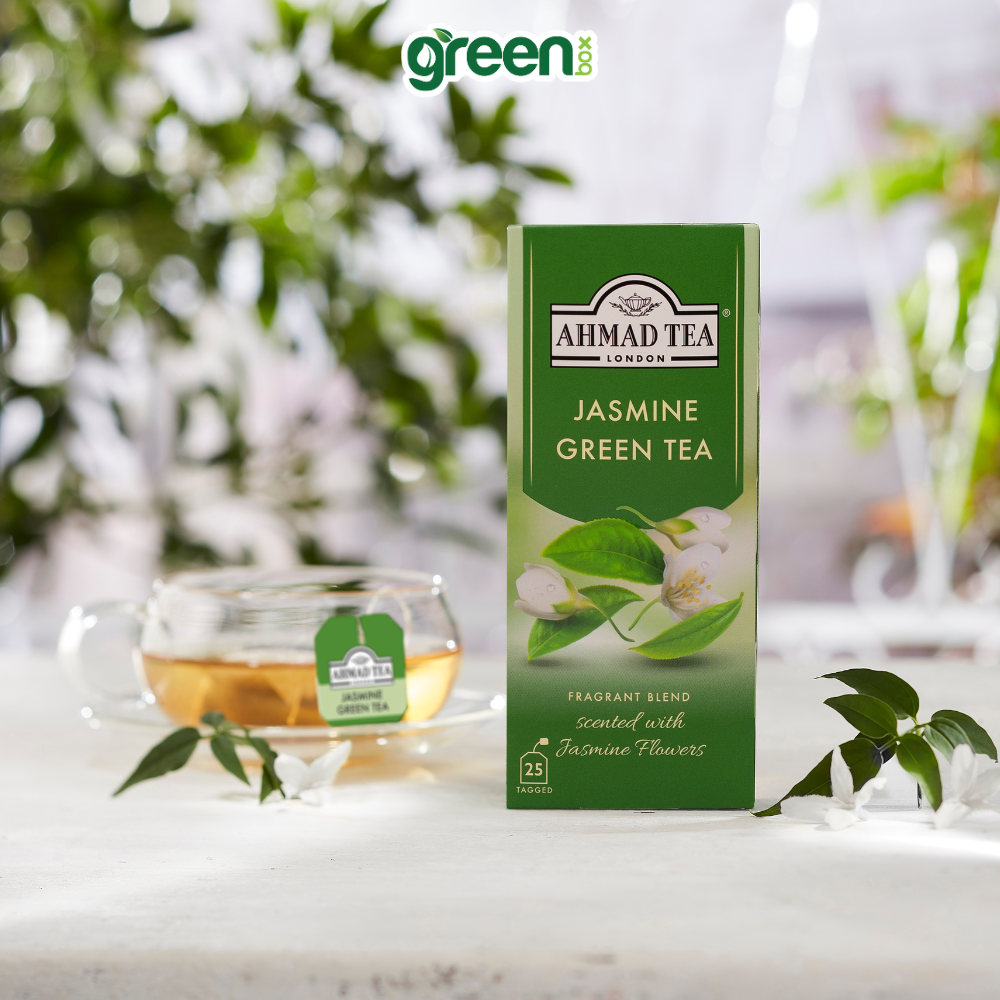Trà xanh hoa nhài Ahmad Tea 25 túi lọc, trà Anh thơm thanh tao, uống dịu nhẹ thư giãn