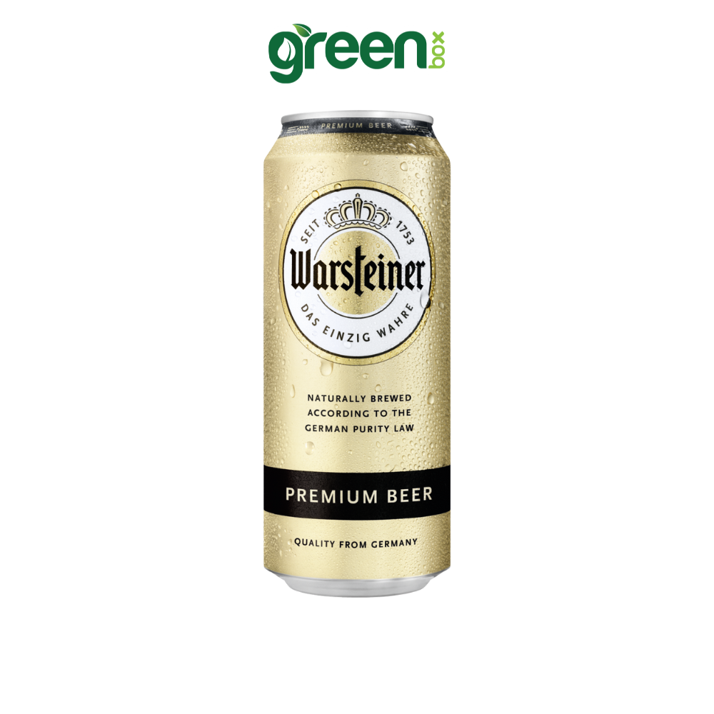 Bia Lon Warsteiner Đức Premium hương malt nhẹ nhàng và vị đắng tinh tế từ hoa bia mang dư vị thanh mát sảng khoái, 500ml/Lon
