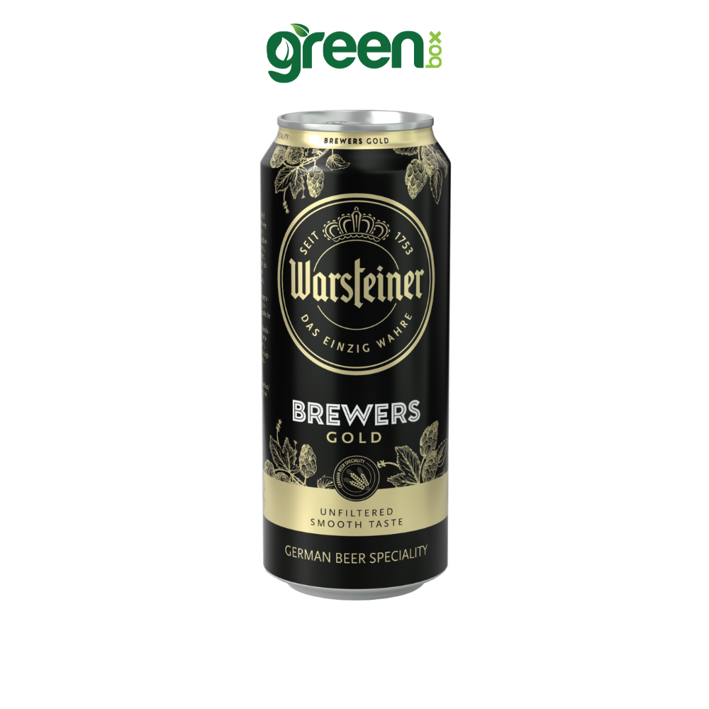 Bia Lon Warsteiner Brewers Gold Đức hương thơm malt nhẹ, thoảng caramel và mật ong hậu vị ấm và đầy thỏa mãn, 500ml/Lon