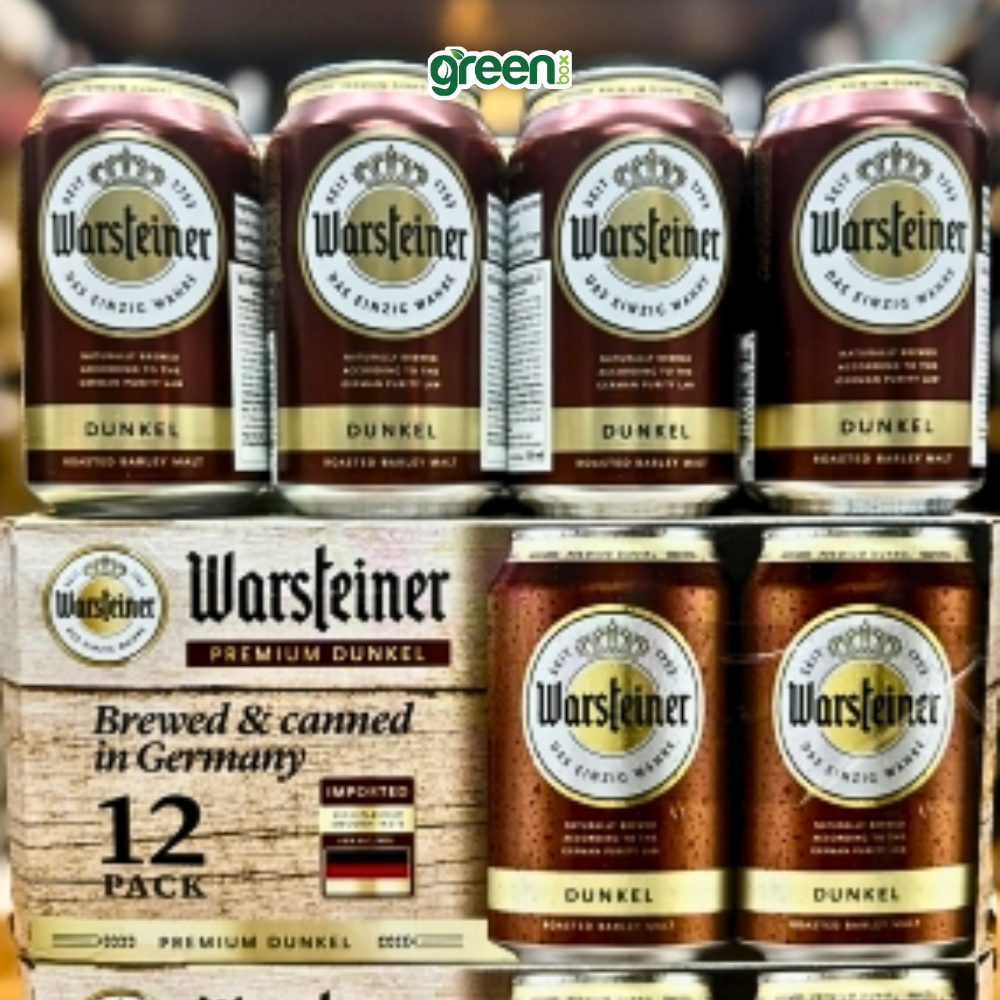 Bia Lon Warsteiner Premium Dunkel Đức vị ngọt dịu từ malt hòa cùng chút đắng thanh của hoa bia, tạo lớp hậu vị ấm, 330ml/Lon