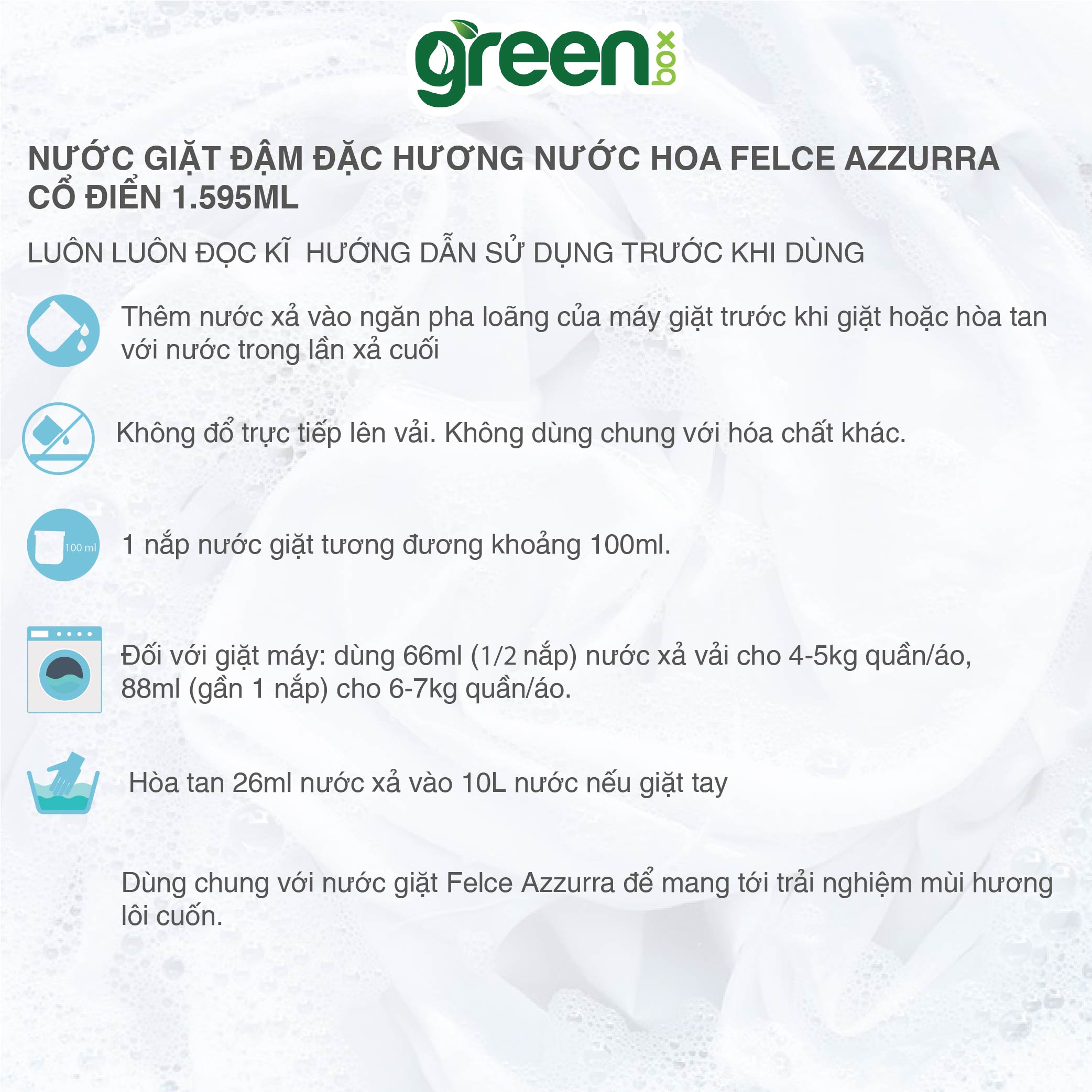 Nước giặt đậm đặc hương nước hoa Ý cổ điển đánh bay các vết bẩn cứng đầu Felce Azzurra, chai 1.595L