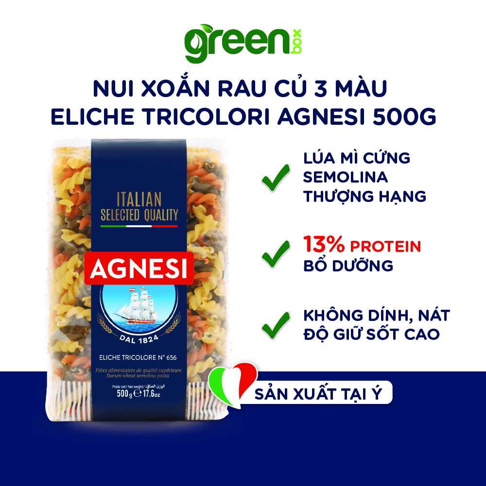 Nui Xoắn 3 Màu Eliche Tricolori Agnesi 500g