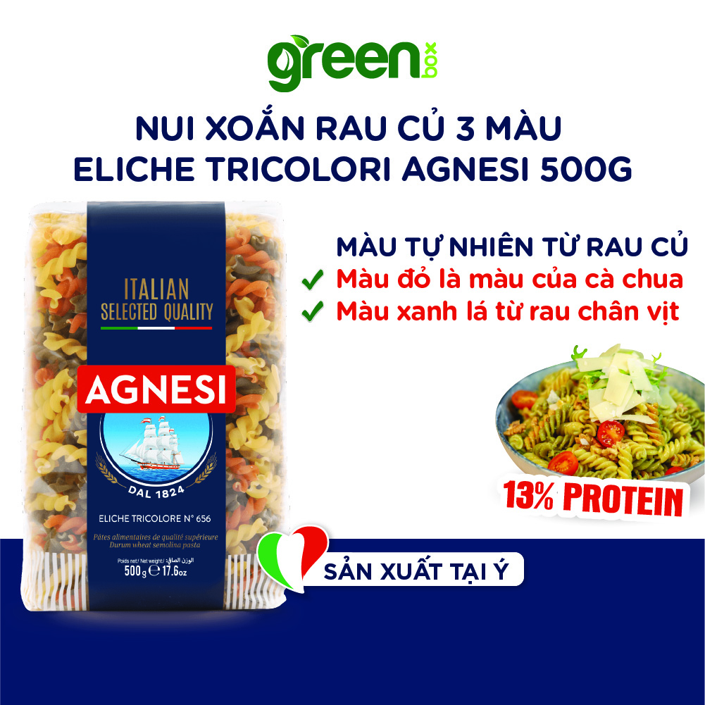 Nui Xoắn 3 Màu Eliche Tricolori Agnesi 500g