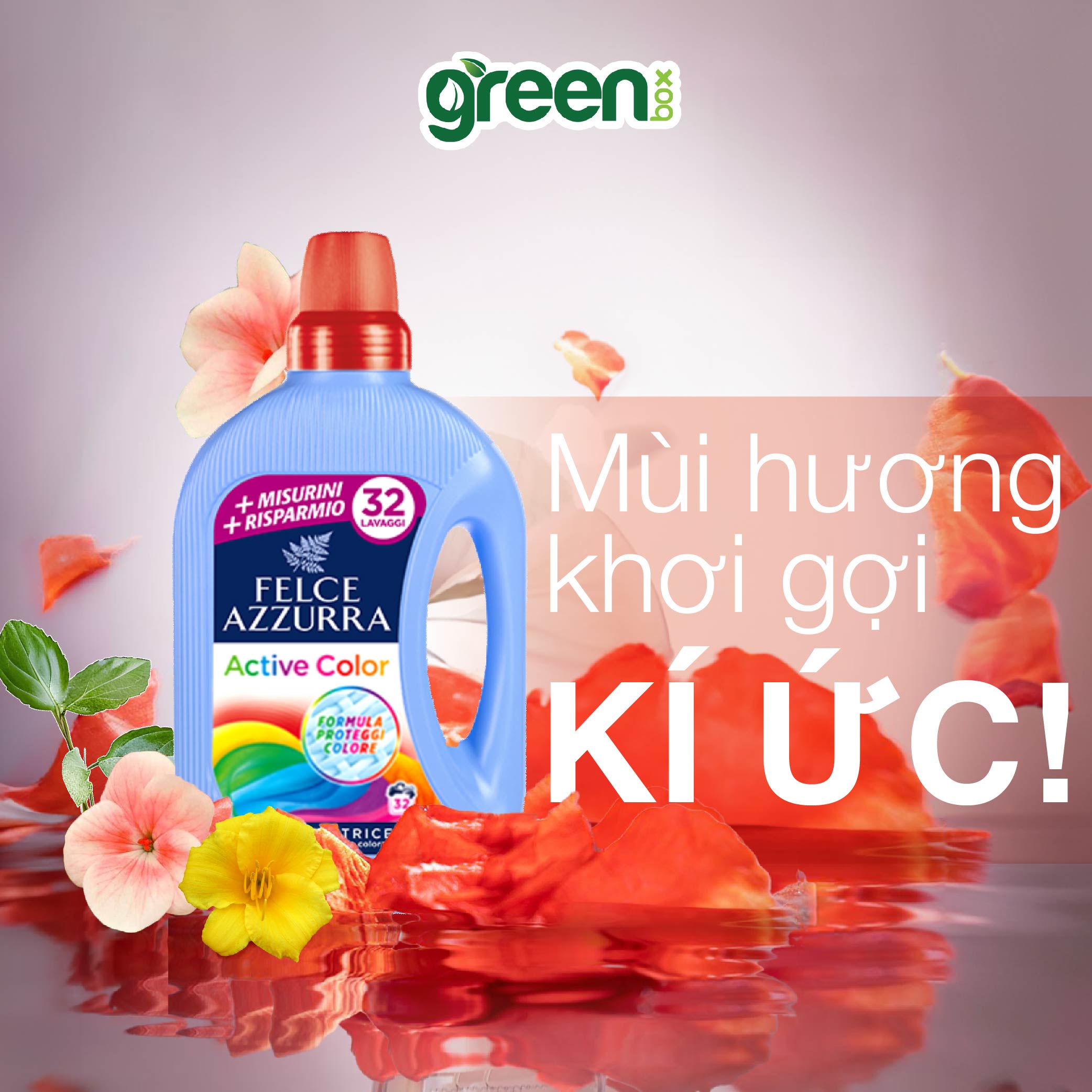 Nước giặt đậm đặc hương nước hoa Ý đánh bay các vết bẩn cứng đầu bảo vệ quần áo màu Felce Azzurra, chai 1.595L