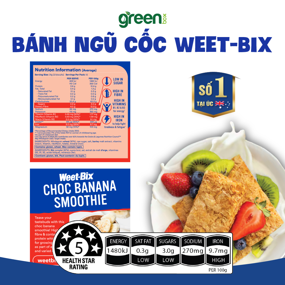 Bánh Ngũ Cốc Weet - Bix 375G thương hiệu ngũ cốc ăn sáng số 1 tại Úc
