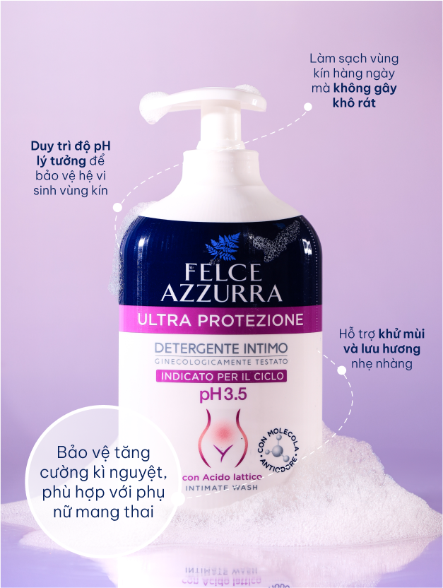 Dung dịch vệ sinh ngày kinh nguyệt Felce Azzura PH 3.5 Ultra Protection bảo vệ ngăn mùi hôi 250ml