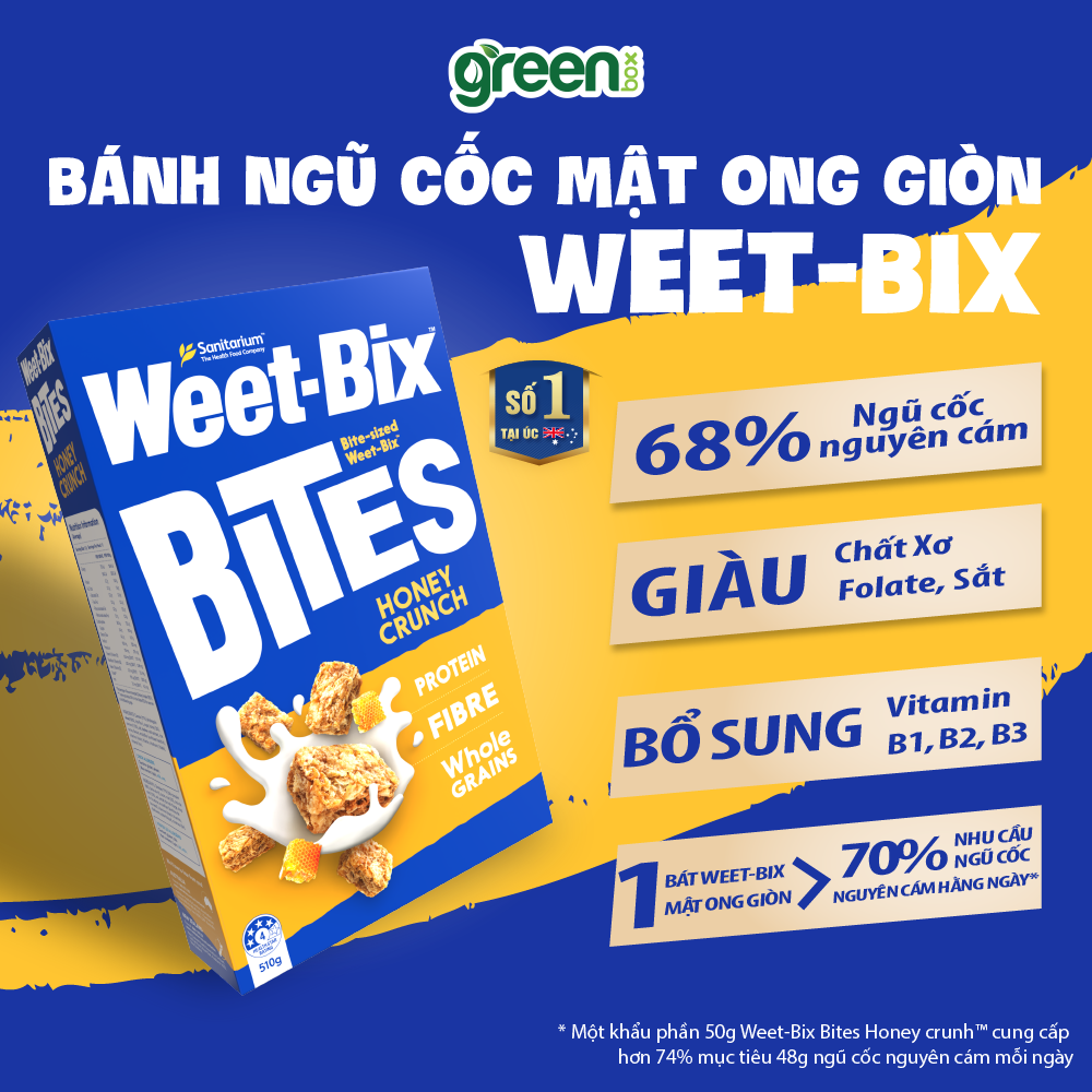 Bánh Ngũ Cốc Mật ong giòn Weet - Bix 510G thương hiệu ngũ cốc ăn sáng số 1 tại Úc