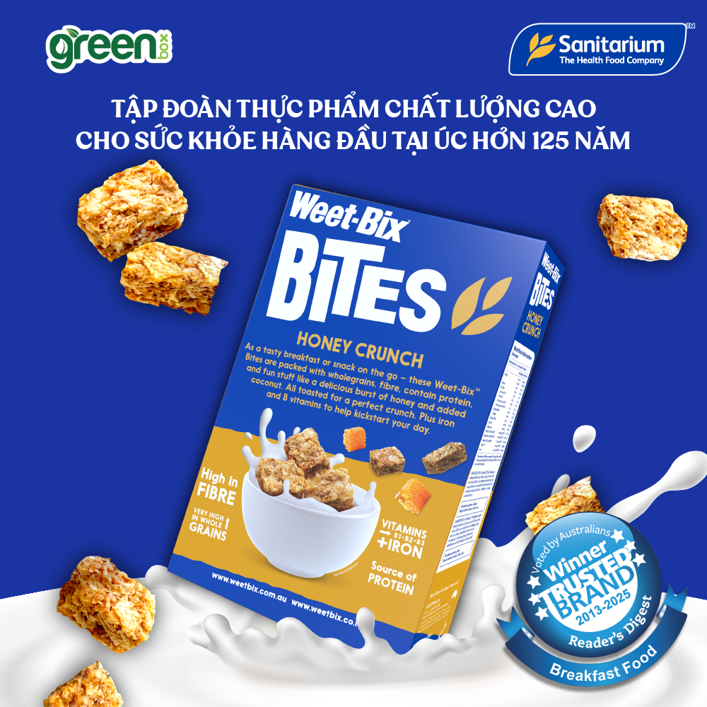 Bánh Ngũ Cốc Mật ong giòn Weet - Bix 510G thương hiệu ngũ cốc ăn sáng số 1 tại Úc